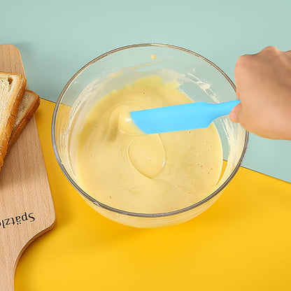 【6 Pack】Silicone Jar Spatula,Cake Cream Butter Spatulas,Icing Spatula,Sourdough Spatula with Long Handle, Jar Scraper Spatula (Black,Red,Orange,Blue,Green,Purple)