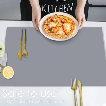 Extra Large Dark Green Countertop Mat - Silicone Table Kitchen Desk Mat - Non-Slip & Heat Resistant - Dinner Placemat Pastry Dough Rolling Mat - Colors B