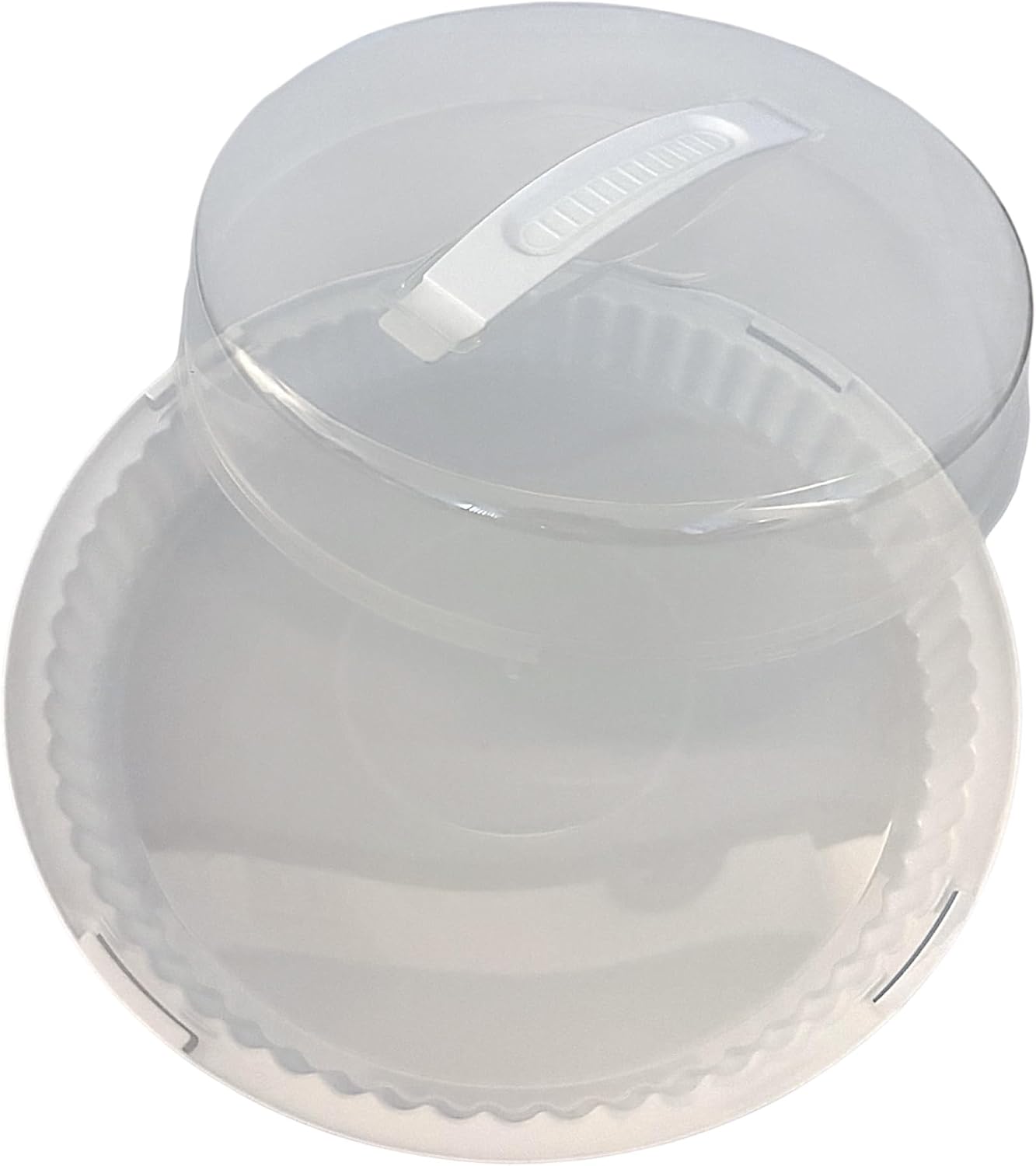 3-Pack Plastic Pie Carriers with Lids – BPA-Free, Clear Dome with White Fluted Base – Fits 10” Pies – Slide Lock, Freezer Safe, Built-in Handle – Pie Transport & Storage Set