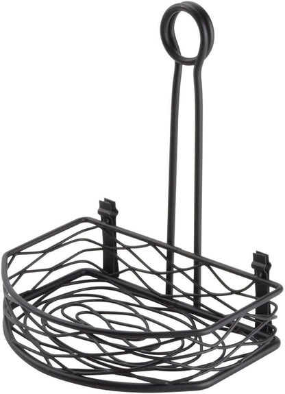 American Metalcraft SRBNB1 Semi-Round Wire Birdnest Condiment Rack Holder, Wrought Iron, Black