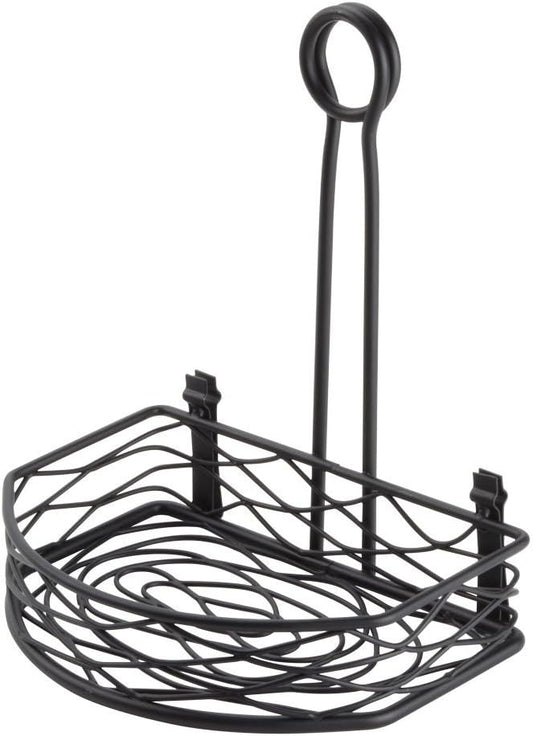 American Metalcraft SRBNB1 Semi-Round Wire Birdnest Condiment Rack Holder, Wrought Iron, Black