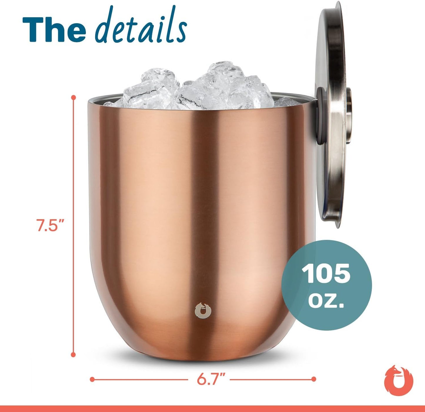 SNOWFOX Plus, Premium Vacuum Insulated Stainless Steel Ice Bucket with Lid/Scoop,Home Bar Accessories,Elegant Bartending Ice Bucket for Parties,Beautiful Outdoor Entertaining Supplies,3L,Natural Teak