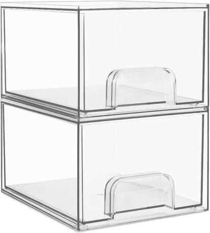 Vtopmart 10 Pack Small Clear Stackable Storage Drawers, Acrylic Bathroom Makeup Organizer, Plastic Storage Bins For Vanity, Undersink, Kitchen Cabinets, Pantry, Home Organization