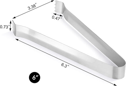 New Star Foodservice Restaurant-Grade Pom Tong, Stainless Steel, 6.5 Inch, Set of 6, Silver