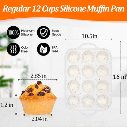 CAKETIME Mini Muffin Pan, Metal Reinforced Frame Mini Cupcake Pans 24 Cups Nonstick Muffin Silicone Molds with Handle for Baking Muffins, Cupcakes, Egg Bites 2 Pack