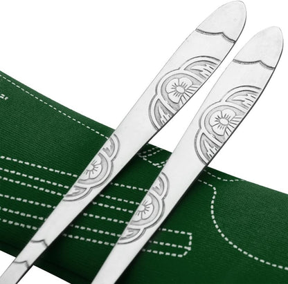 SENHAI 8 Pieces Flatware Sets Knife, Fork, Spoon, Chopsticks, 2 Pack Rustproof Stainless Steel Tableware Dinnerware with Carrying Case for Traveling Camping Picnic Working Hiking