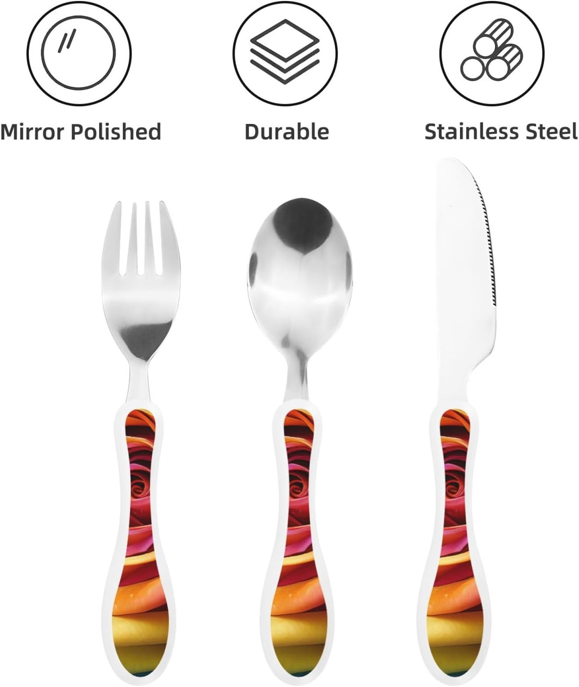 3-Piece Kids Silverware Set With Storage Case, Stainless Steel Reusable Children Safe Knife Spoon Fork Set Blue Active Girl Running Sunset Children Flatware Set For Kids Lunch Box - Colors C