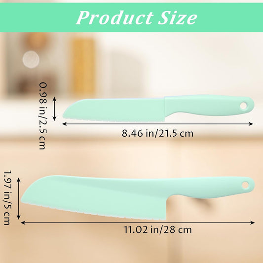 2Pcs Lettuce Knife Cutter to Prevent Browning 11 Inch Professional Serrated Knife Kitchen Plastic Lettuce Knives Cooking Chef Knifes for Cutting Veggies Bread Fruit Cake (Green)