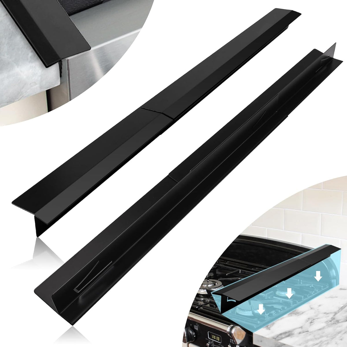 2PCS Kitchen Stove Counter Gap Covers Stainless Steel (13.8"-27.5" Silver)