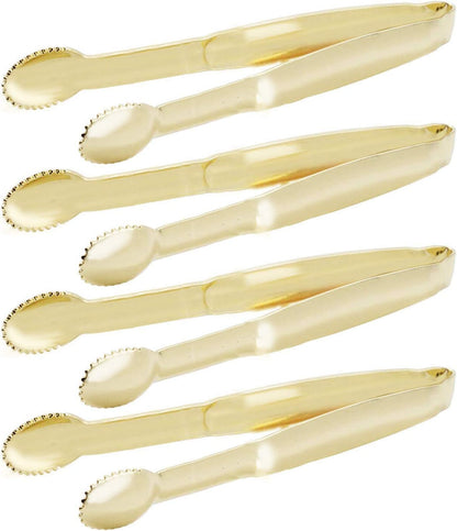 HINMAY Mini Appetizer Tongs 5.75" Stainless Steel Tongs, Set of 4 (Gold)