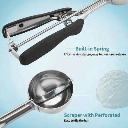 Large Cookie Scoop 3 Tablespoon, Size #20 Dough Scoops for Baking, Trigger Ice Cream Scooper, Stainless Steel Portion Scoop for Jumbo Cookies, Pancakes, Cupcakes, Meatballs