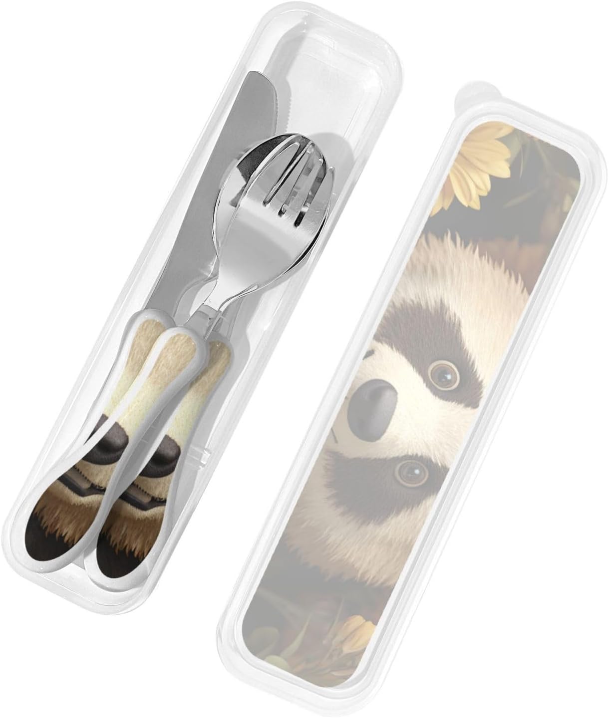 3-Piece Kids Silverware Set With Storage Case, Stainless Steel Reusable Children Safe Knife Spoon Fork Set Blue Active Girl Running Sunset Children Flatware Set For Kids Lunch Box - Colors B