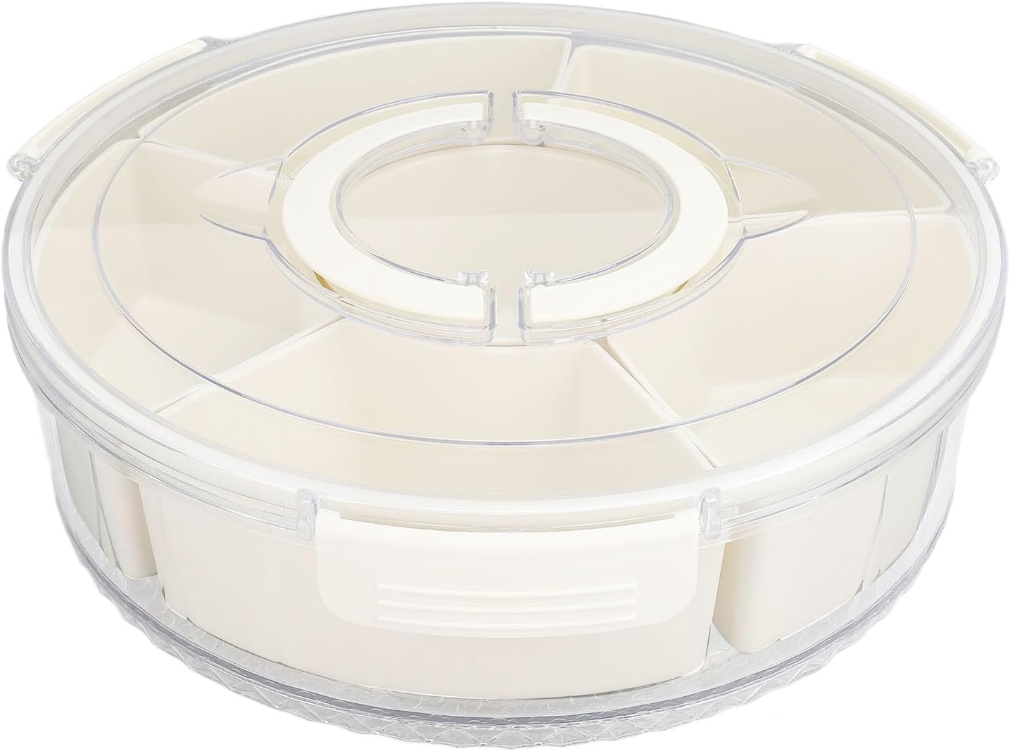 Divided Serving Tray with Lid & Handle, Plastic Portable Food Storage Container Snack Platters Divided Serving Platter with 6 Compartments for Fruit Snack Candy, Nut