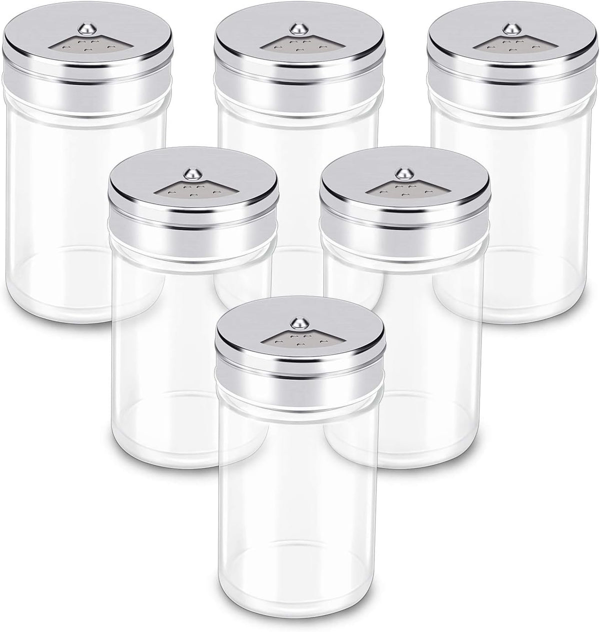 Segarty Spice Jars, 3 oz Spice Bottles with Shaker Lids, Glass Empty Seasoning Containers with Adjustable Pour Holes for Kitchen Spice Storage Stainless Steel Flow Top Salt and Pepper Shakers