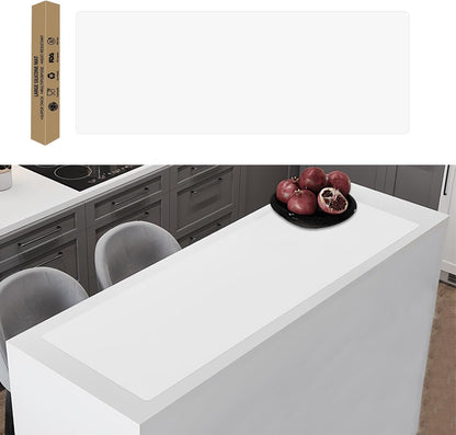 47.2"x23.6"(120cmx60cm) Large Silicone Mat for Kitchen Counter, Non-Slip Heat Resistant Countertop Protector, Waterproof Multipurpose Mat for Kitchen Island, Black