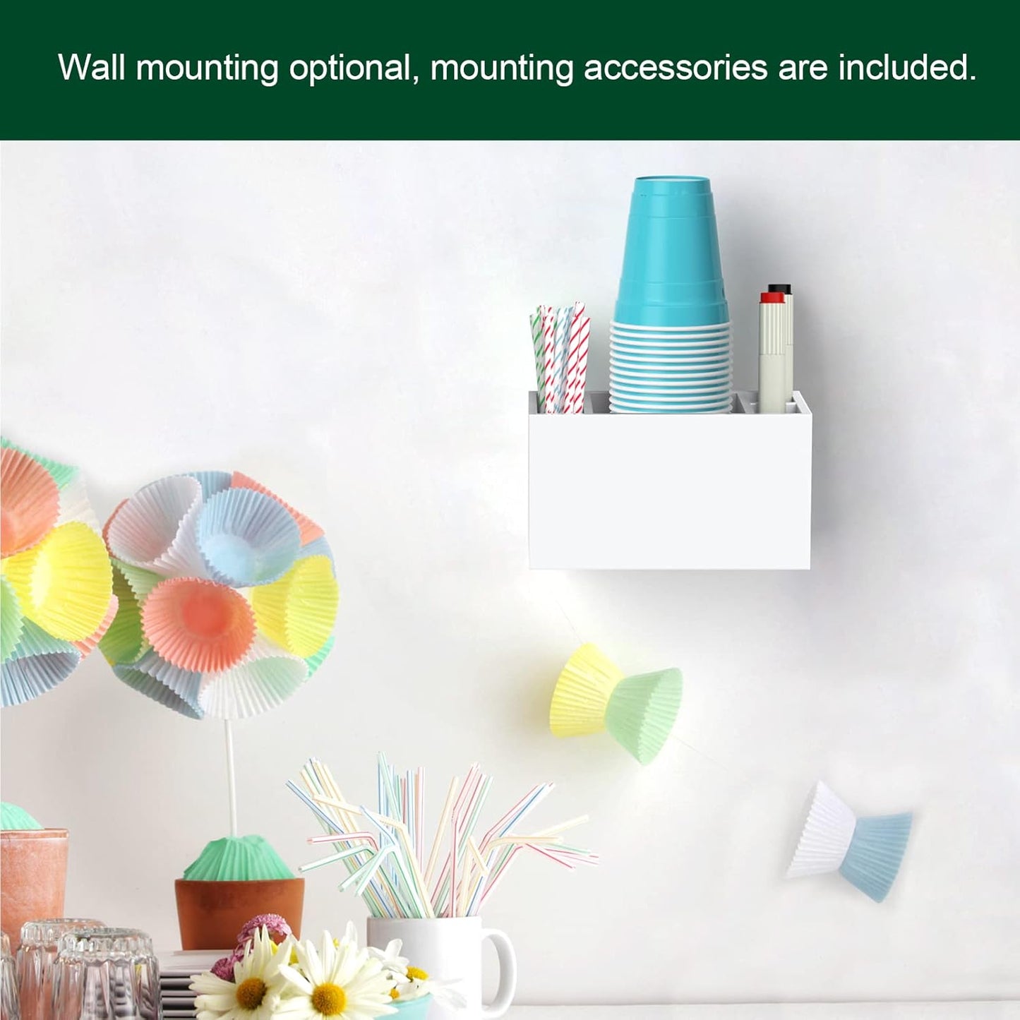 Double Cup Holder with Marker Slot, Party Cup Dispenser Acrylic Cup Organizer Mark Your Cup and Drink Up Caddy Modern Bar Counter Decor, Clear