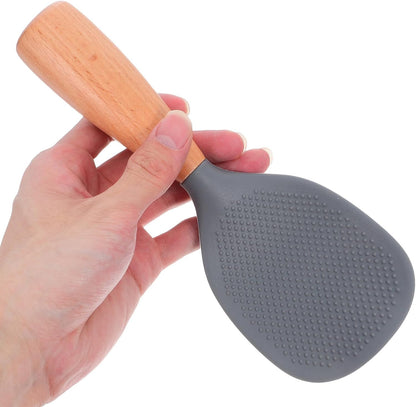 MAGICLULU Silicone Rice Paddle with Wooden Handle, Non Stick Rice Spoon