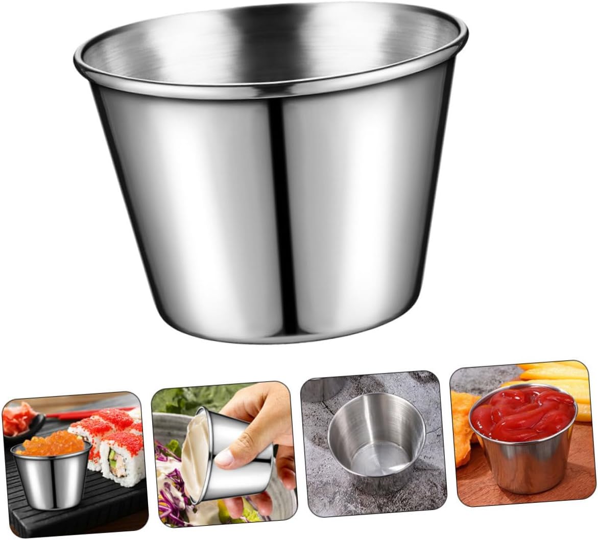 OUNONA 20pcs Stainless Steel Dipping Bowls Sauce Cups for Ketchup Condiments Appetizers for Restaurants and Home Use Versatile Kitchen Storage