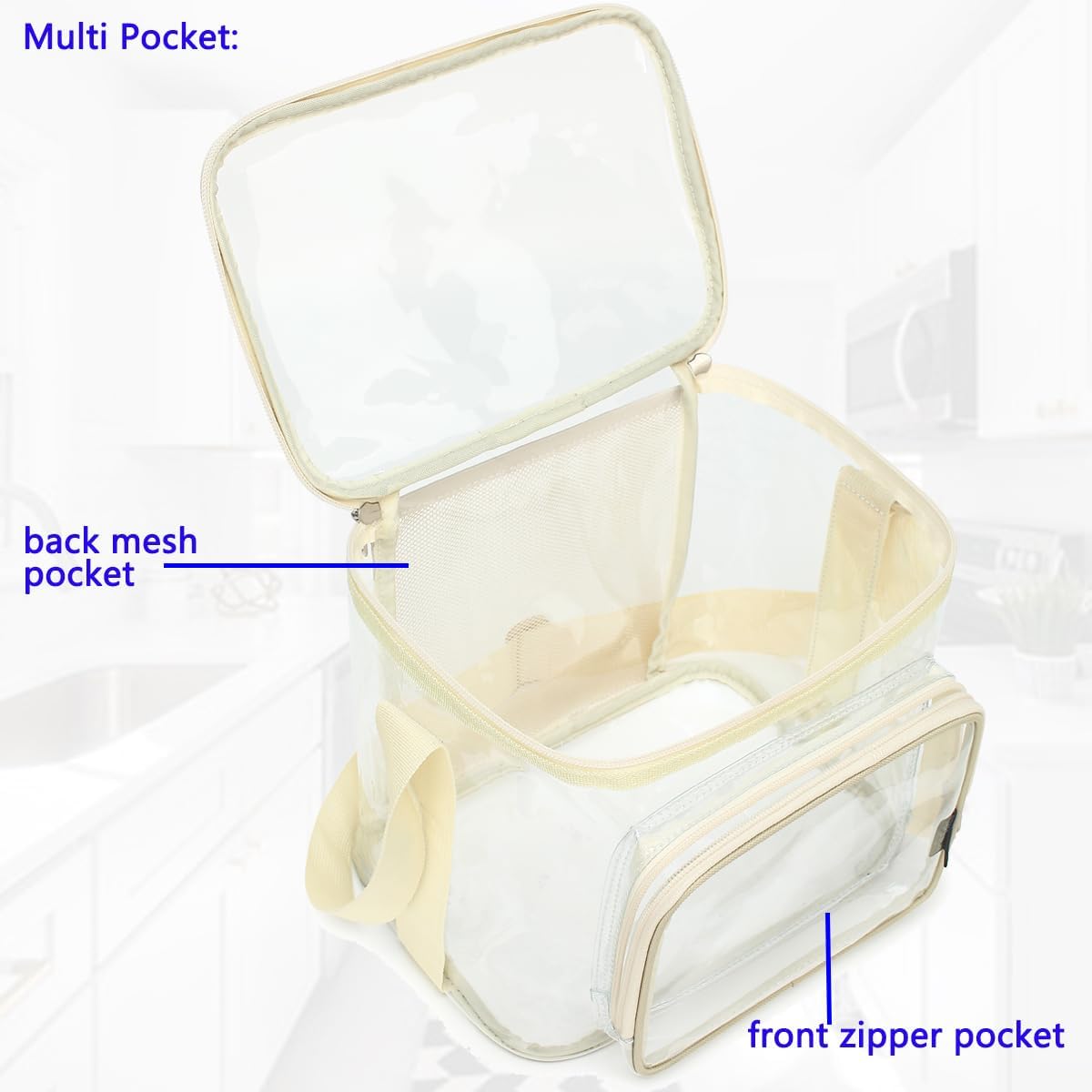 FlowFly Insulated Reusable Lunch Bag Adult Large Lunch Box for Women and Men with Adjustable Shoulder Strap,Front Zipper Pocket and Dual Large Mesh Side Pockets,Cherry - Colors A