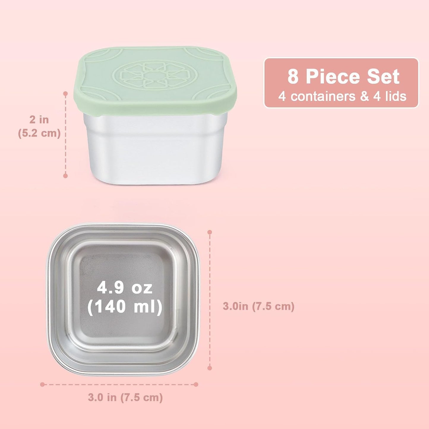 Caperci 25oz Stainless Steel Food Containers, 3-Pack Bento Lunch Box with Silicone Lids, Leak-Proof Reusable Meal Prep Container for Sandwiches & Snacks, BPA-Free (720ML)