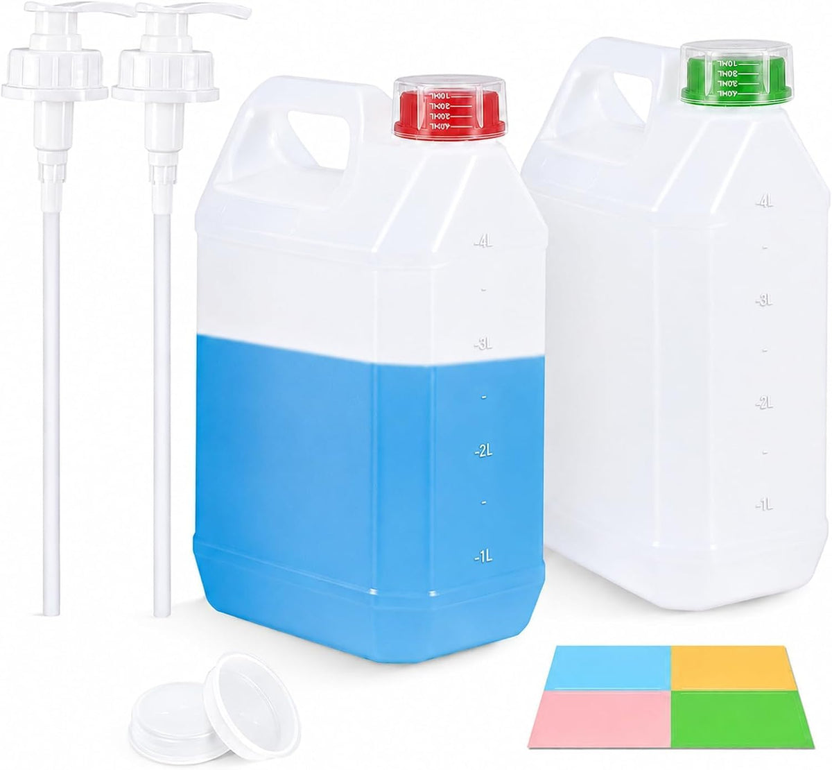 2 Pack 1 Gallon Graduated Jugs with Pumps and Measuring Caps