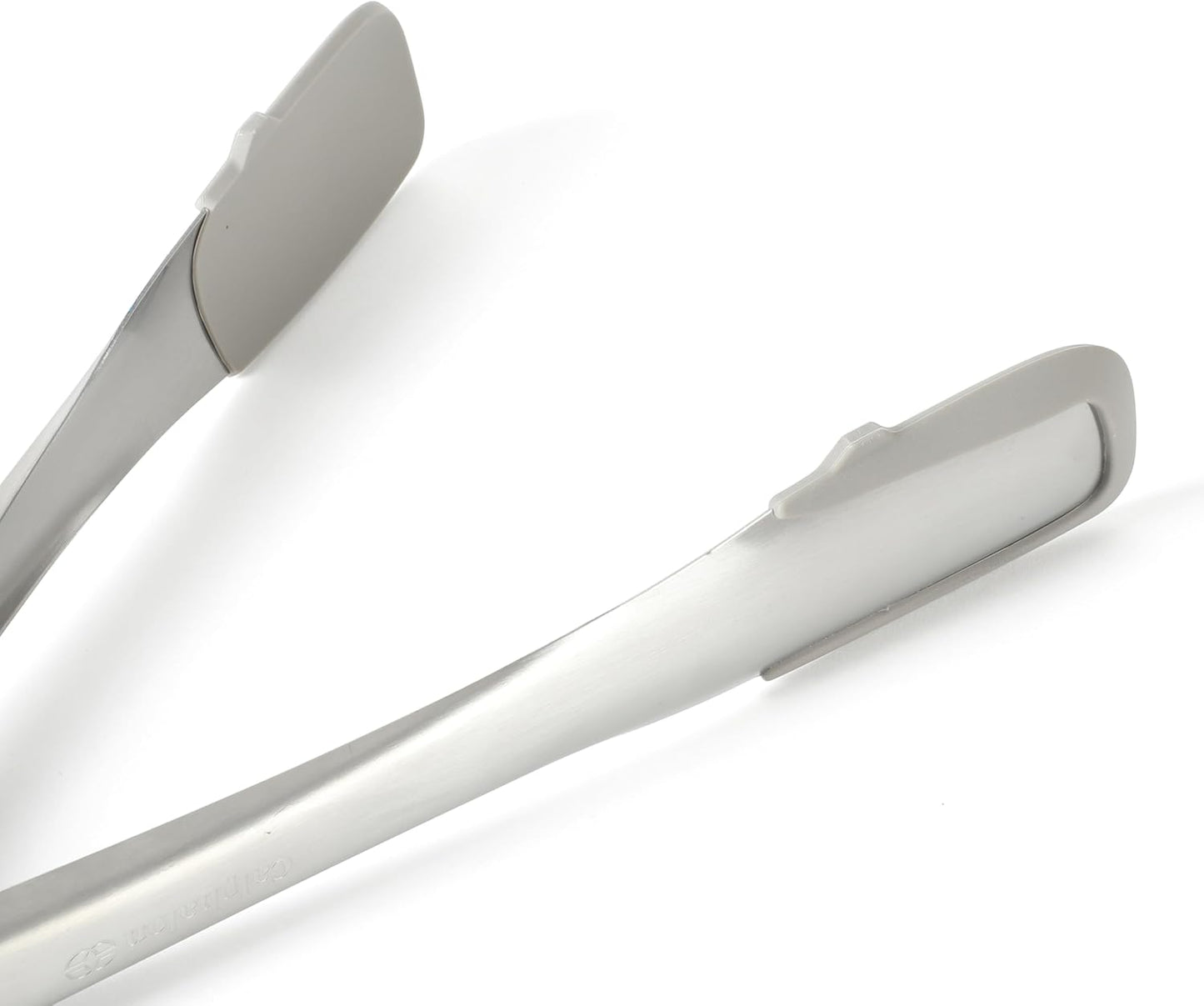 Calphalon Edge Tongs Set, 2-Piece Stainless Steel Kitchen Tongs Set with Silicone Heads, Includes 9-Inch & 12-Inch Heat-Resistant Locking Tongs for Cooking, Grilling & Serving, Taupe