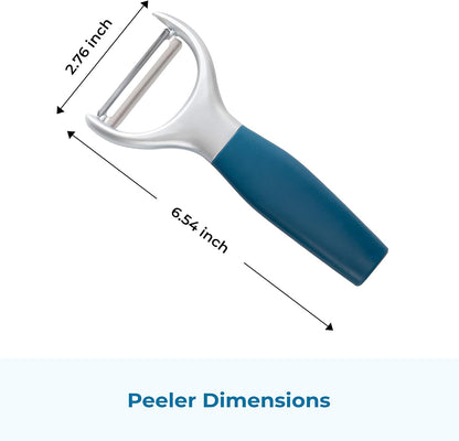 OOU Garlic Press, Stainless Steel Garlic Mincer with Premium Zinc Alloy Construction, Easy-Squeeze Ergonomic TPE Non-Slip Grip Handles, Reverse Cleaning Bumps and Dishwasher Safe Design, Blue