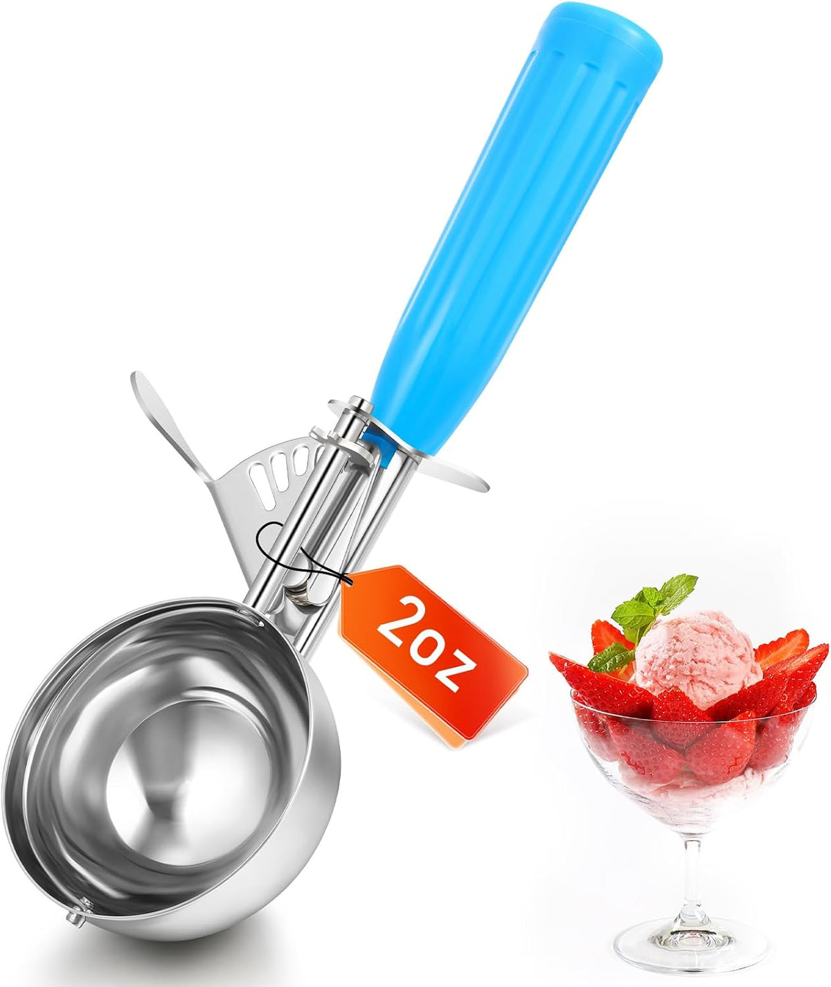 Reallnaive Ice Cream Scooper with Trigger, 4 oz, Gray