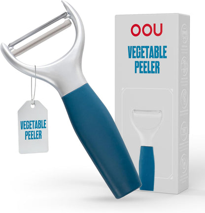 OOU Garlic Press, Stainless Steel Garlic Mincer with Premium Zinc Alloy Construction, Easy-Squeeze Ergonomic TPE Non-Slip Grip Handles, Reverse Cleaning Bumps and Dishwasher Safe Design, Blue