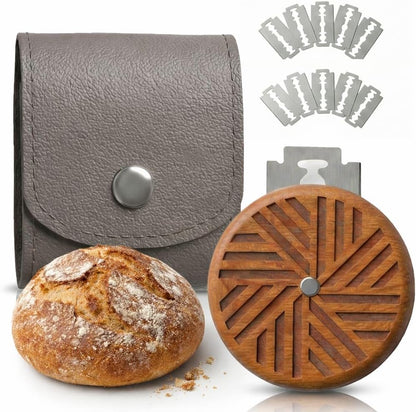 Sourdough Accessories | Seamless Danish Sourdough Bread Whisk, Silicone Dough Scraper & Sourdough Scoring Tool with 5 Blades + Storage Bag (Sourdough bread lame Kit) | Bread baking supplies