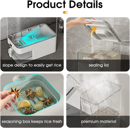Rice Dispenser 22 Lbs,Sealed Rice Storage Container with Measuring Cup Moisture Proof,Large Cereal Dispenser Dry Food Storage Container Bins for Grains,Flour,Corn,Pet Food