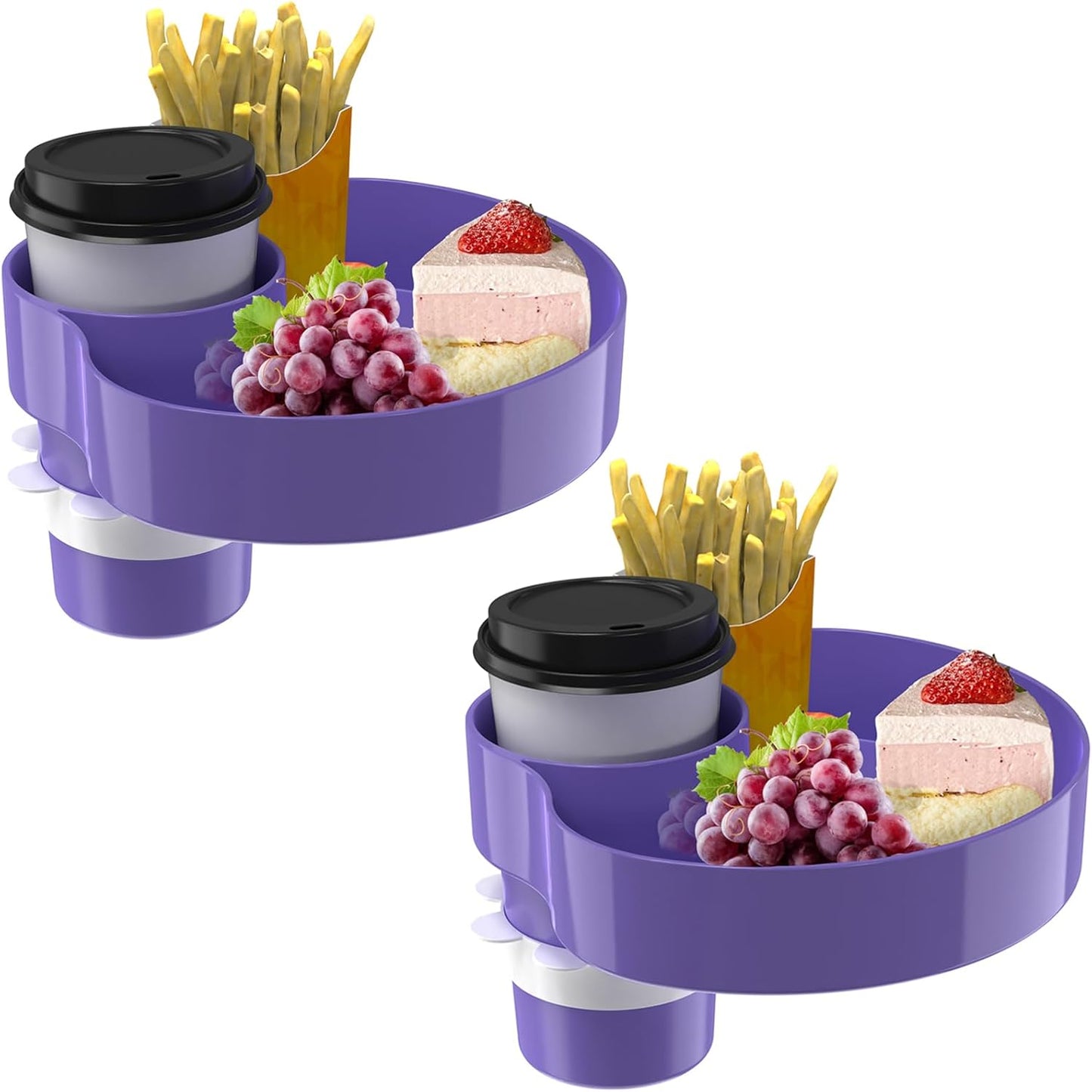 [2 Packs Blue & Pink] Kids Car Seat Tray, Travel Tray with Cup Holder for Toddler Baby, Kids Car Seat Food Snack Organizer for Road Trip, Stroller snack Organizer Travel Must Haves Toddler Must Haves