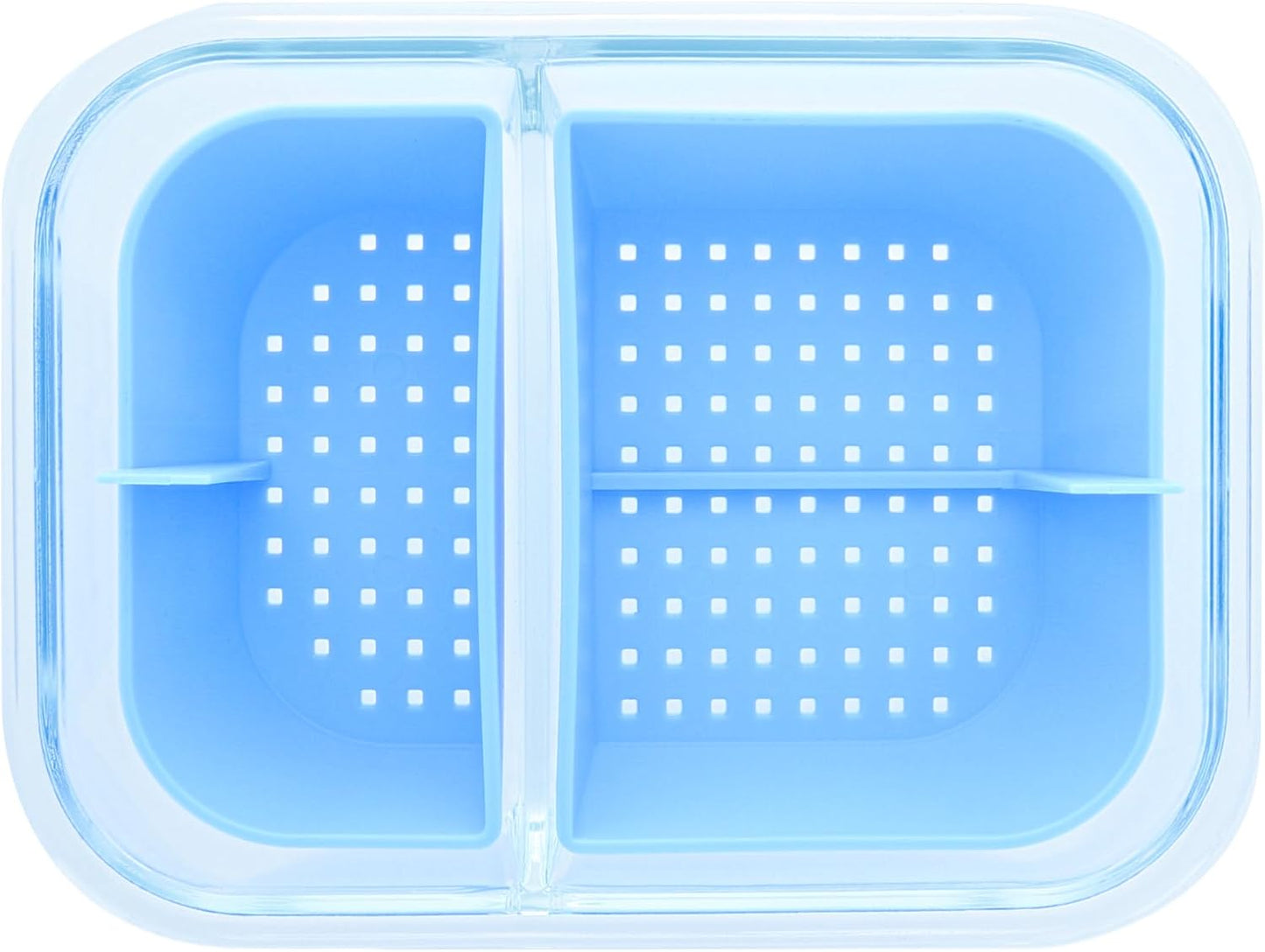 Two Compartment Borosilicate Glass Container Cleaning Tool with Sealable Lid (Full Melt Sand)