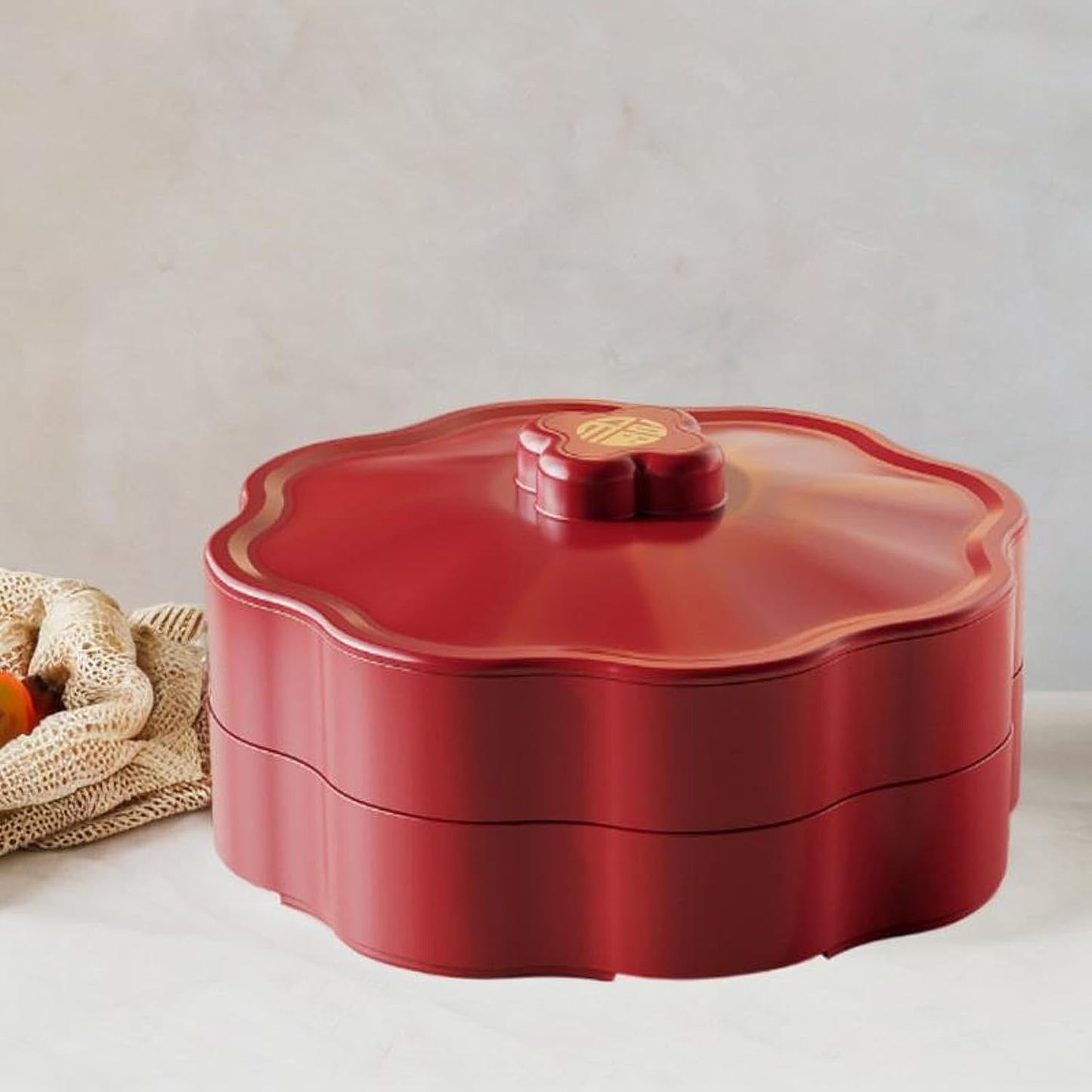 Generic Divided Serving Tray with Lid Serving Bowl Dessert Dish Snacks Platter Snackle Tray for Party Kitchen Chinese New Year Treats, 1 Tier