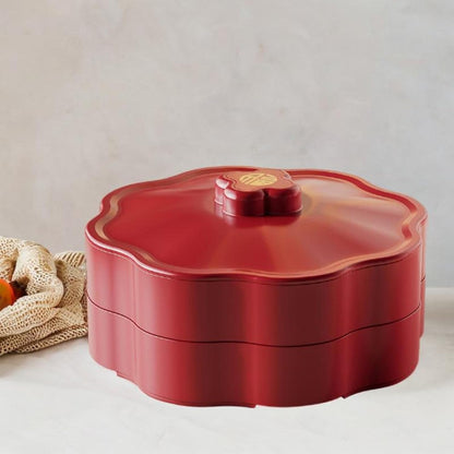 Generic Divided Serving Tray with Lid Serving Bowl Dessert Dish Snacks Platter Snackle Tray for Party Kitchen Chinese New Year Treats, 1 Tier