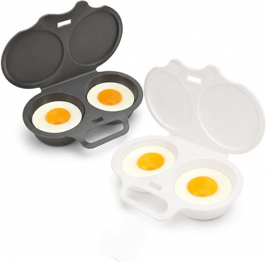 Microwave Egg Poacher, Microwave Egg Cooker - Dual Cavity Poached Egg Cooker, Egg Poacher with Lid & Handle, Quick Oil-Free Cooking, Dishwasher & Microwave Safe