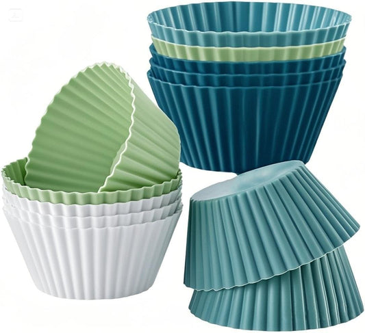 16 Pack Silicone Cupcake Liners & Baking Cups, Reusable Non-Stick Muffin Liners for Cup Cakes