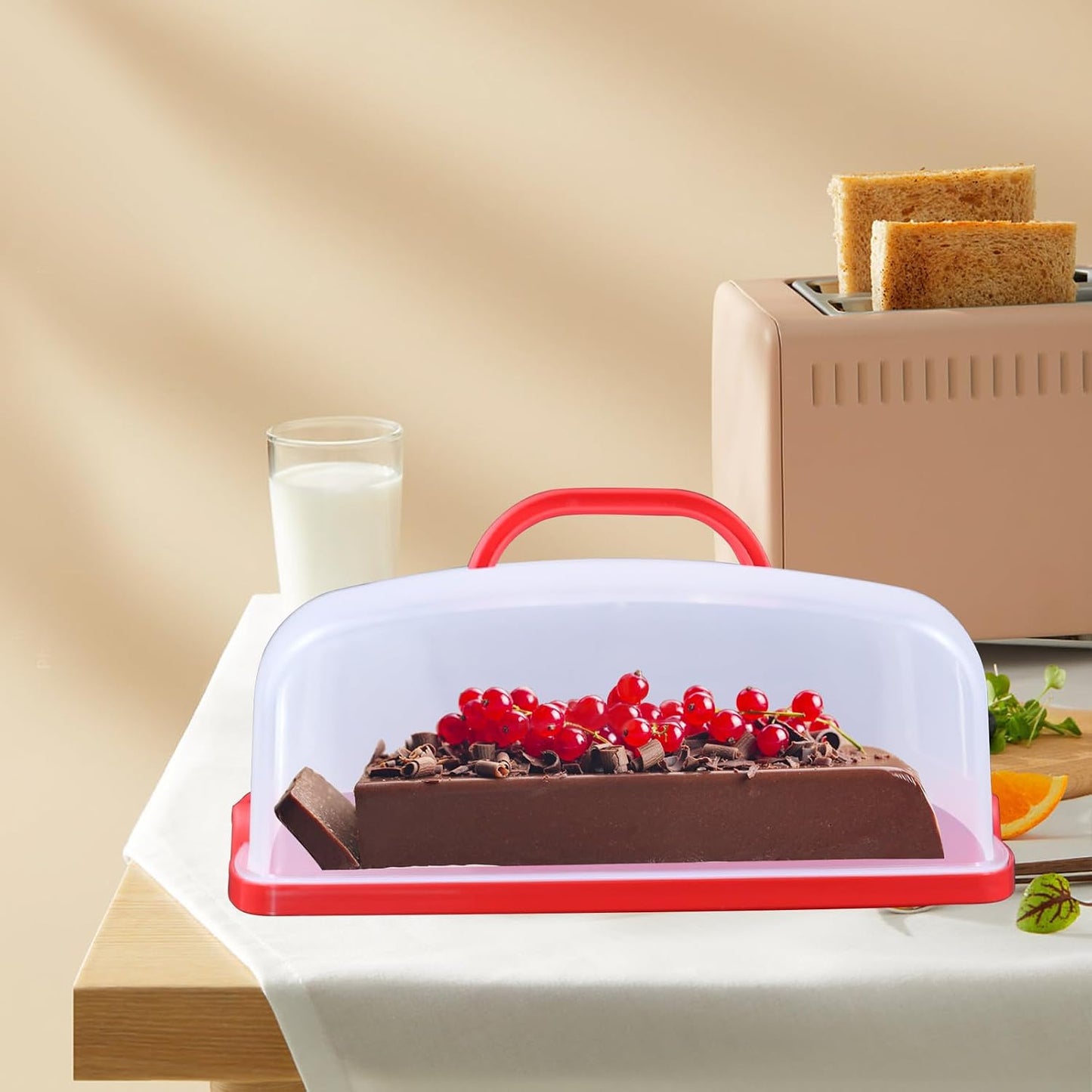 2in1 Cupcake Carrier and Cake Keeper with Lid, Rectangle Pie Carrier,Large Portable Storage Container for Storing 12 Cupcakes or 1 Large Cake (White)