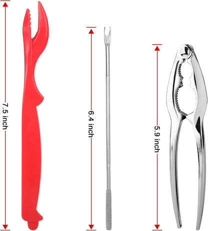 Seafood Tools Set includes 2 Crab Crackers, 2 Lobster Crackers Shellers, 4 Crab Leg Forks/Picks - Nut Cracker Set