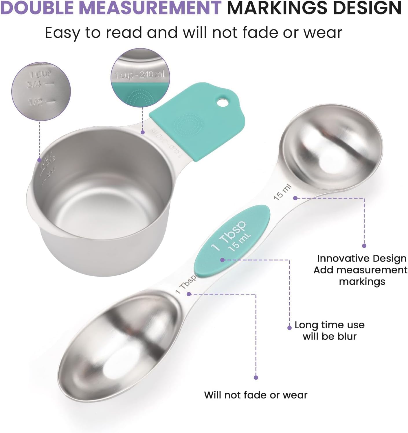 Magnetic Measuring Cups and Spoons Set, N52 Magnetic spoons Nesting Design, 304 Stainless Steel measuring cups, BPA Free, Dual-sided Design Set of 15 with Leveler for Dry & Liquid Ingredients Black
