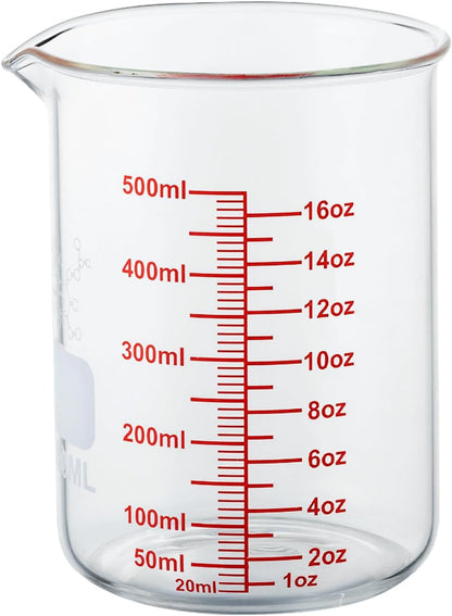 Ackers Mini Glass Measuring Beaker Set, Borosilicate, 2oz 4oz 8oz Measuring Cups