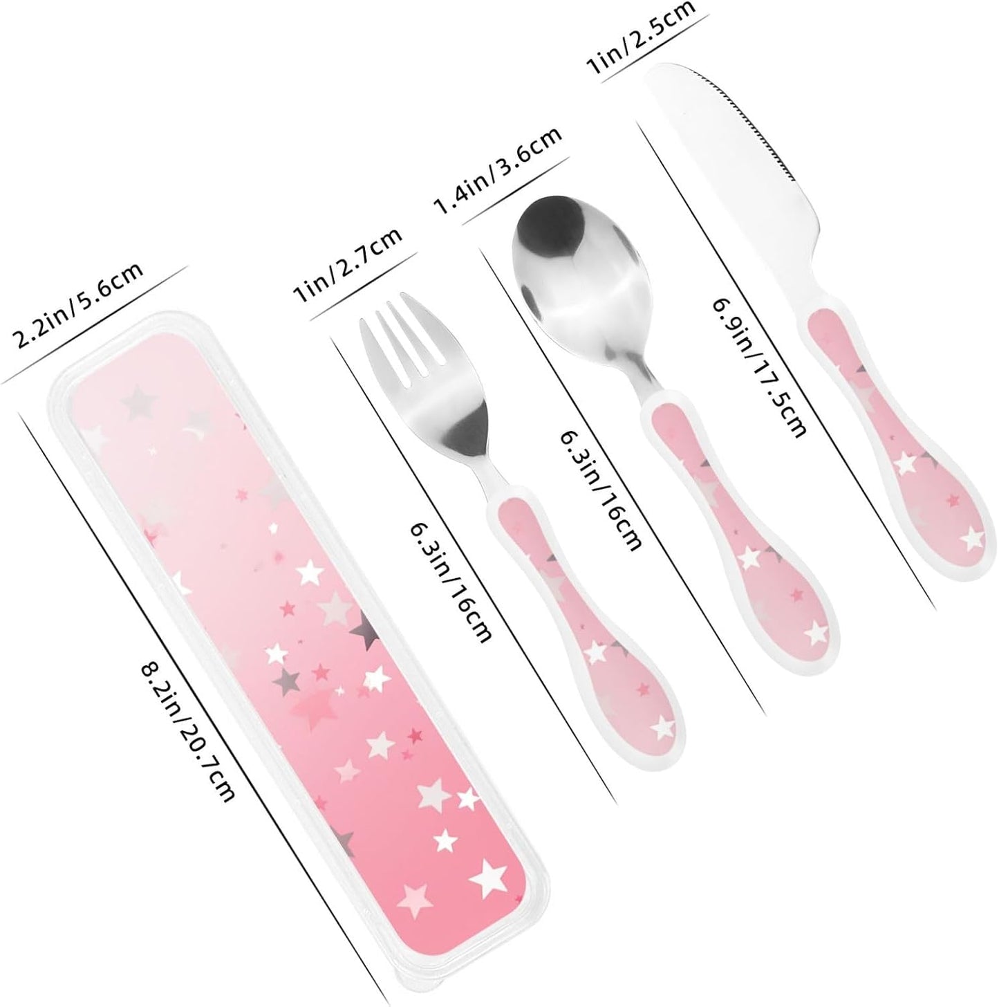 3-Piece Kids Silverware Set With Storage Case, Stainless Steel Reusable Children Safe Knife Spoon Fork Set Blue Active Girl Running Sunset Children Flatware Set For Kids Lunch Box - Colors B