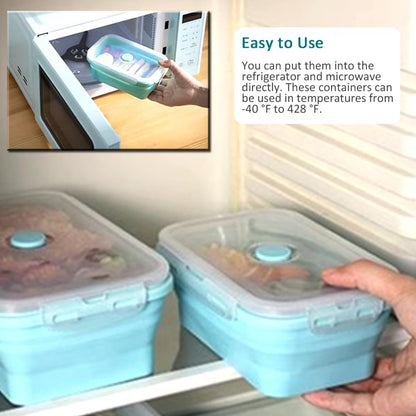 Alimat PluS 40.5oz Silicone Collapsible Food Storage Containers with Lids, 3 Pack Set 1200ml Folding Large Meal Prep Lunch Containers, Microwave, Freezer and Dishwasher Safe