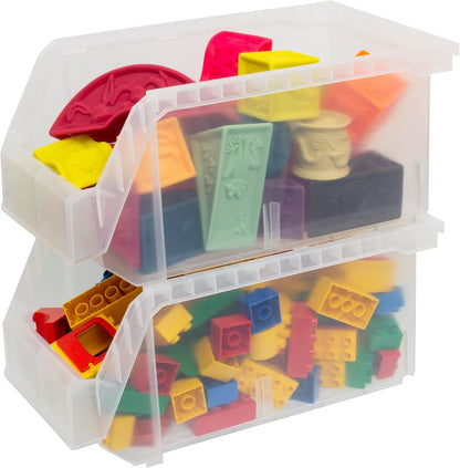 ReadySpace Medium Plastic Storage Bins, Stackable Organizer Containers for Closet Pantry Shelf Garage and Office Organization, Clear, 8 Pack