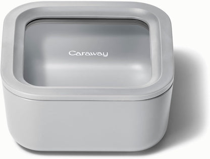 Caraway Glass Food Storage - 4.4 Cup Glass Container - Ceramic Coated - Easy to Store, Non Toxic, Non Stick Lunch Box Container with Lids - Dishwasher, Oven, & Microwave Safe - Mist