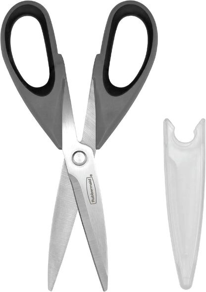 Rubbermaid Kitchen Scissors All Purpose Heavy Duty, Stainless Steel Kitchen Shears with Protective Sheath, Dishwasher Safe Kitchen Scissors for Food, Meat, Poultry & Herbs, Comfort Grip, Black