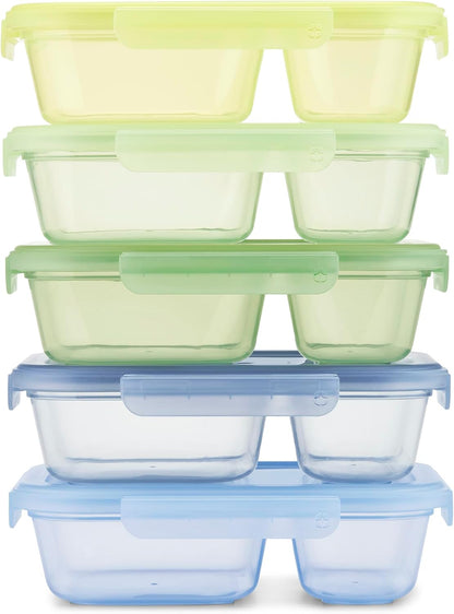Ello Snap & Nest 10-Piece 4.5 Cup Plastic Meal Prep Set, Reusable Food Containers for Healthy Eating, Freezer, Dishwasher Safe, Berry Fields