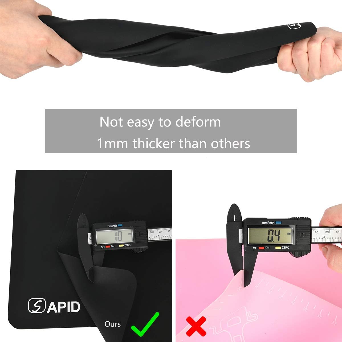 Sapid Extra Large Silicone Sheet for Crafts, Thick Silicone Jewelry Casting Mats, Nonstick Nonslip Silicon Mat for Epoxy Resin, Art Painting, Heat- Resistance Counter Mat (20"×27.9", Dark Gray)