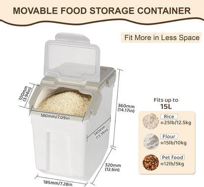 Saim Flour Storage Container Bin 25lbs (2 Pack), BPA Free Rice & Food Dispenser with Lid, Measuring Cup & Scoop - Kitchen Pantry Organizer for Grain, Cereal, Dog Food, Baking Supplies - Dark Blue