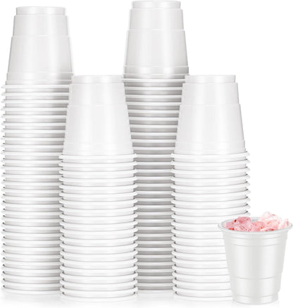 Roshtia 100 Pack 2 oz Plastic Shot Cups, Mini Disposable Shot Glasses 2 oz Wedding Party Cups for Bridal Shower Wedding Party, Beer Taste Serving, Snacks(Black, Gold)